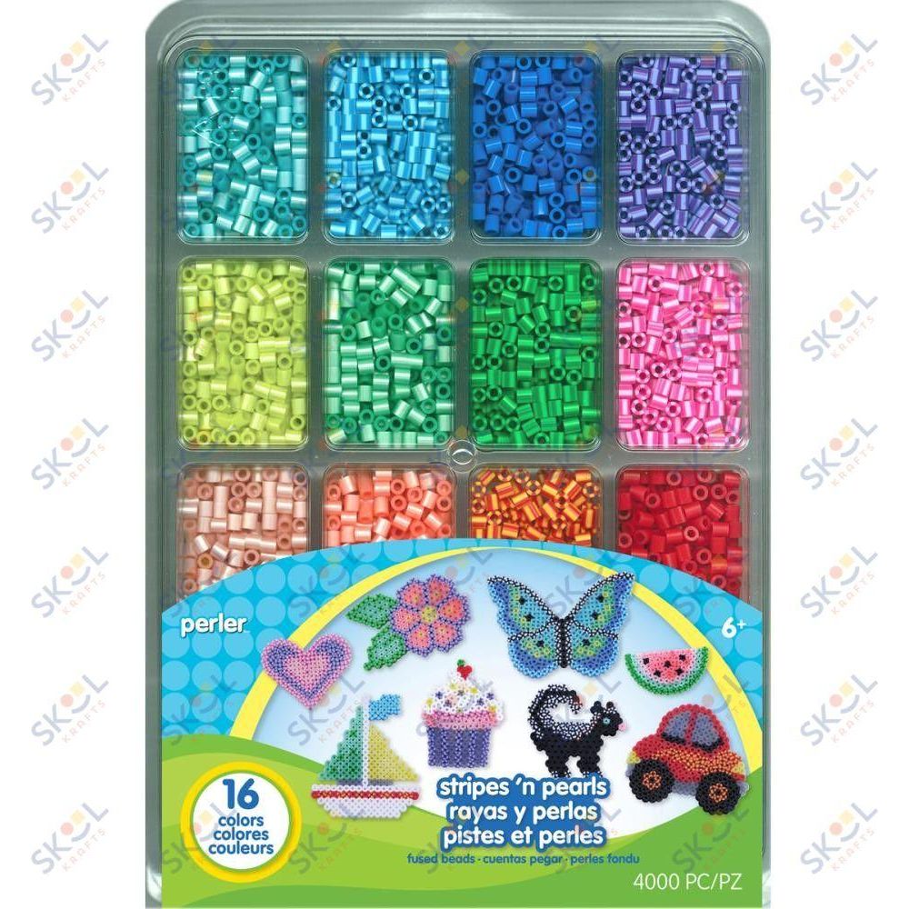 Perler Fused Bead Tray Stripes n' Pearls 4,000/Pkg