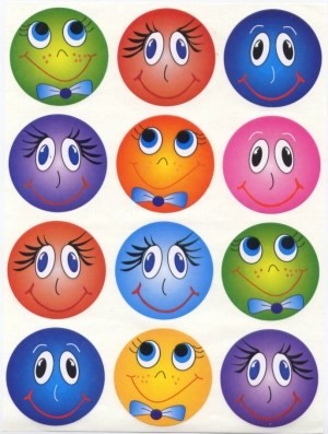 Smiley Stickers 1.5" 10/sheets