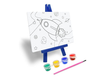 DIY Rocket Canvas On Easel, Includes 4 Paint Pots + Brush