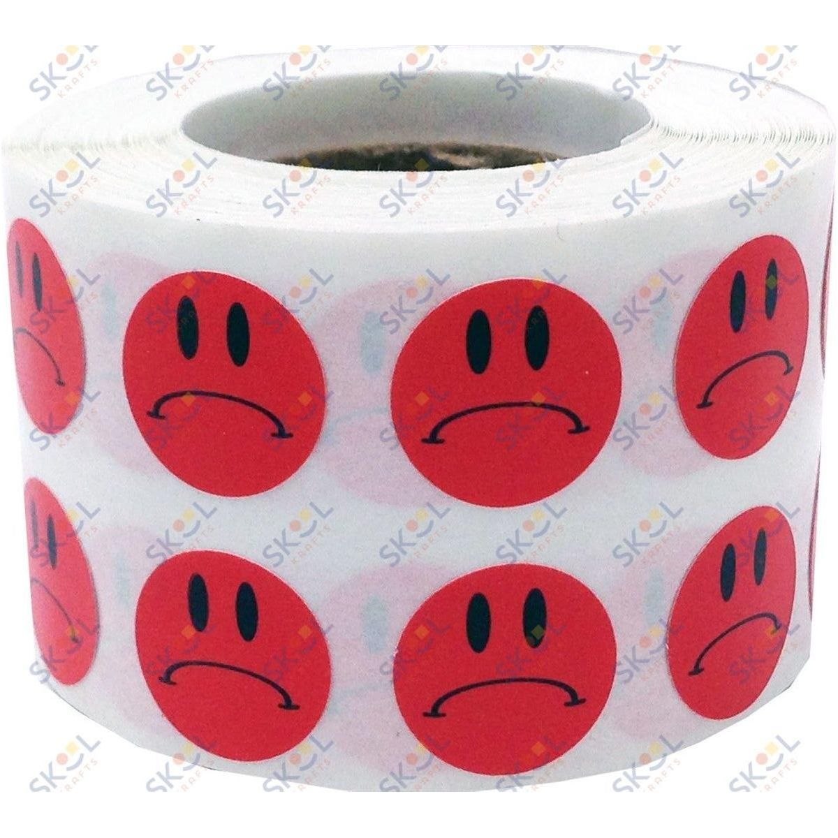 Red Sad Face Stickers 1/2" 1000/roll