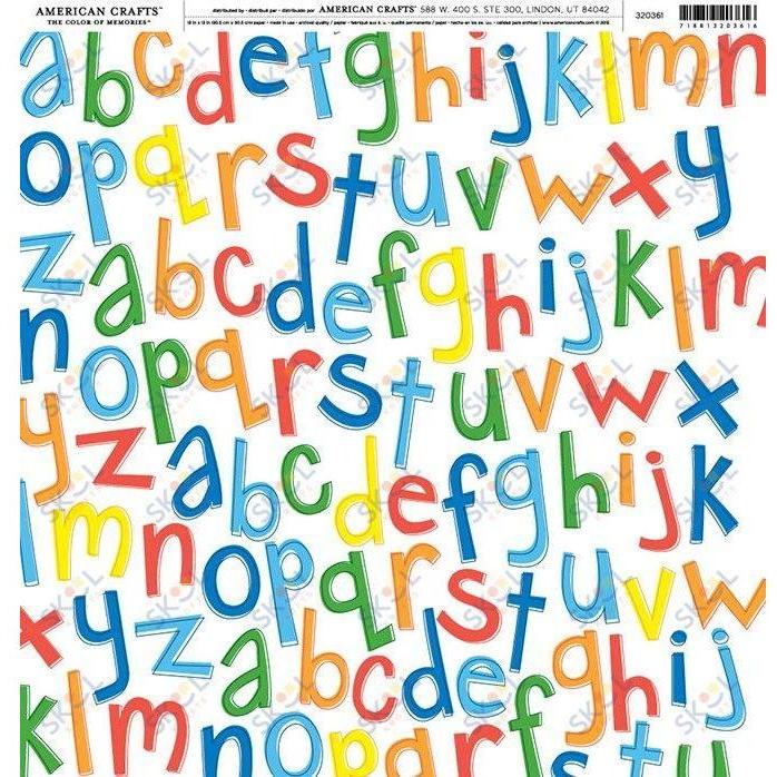 Open Stock - 12 X 12 - Patterned Paper - Single Sided - Primary Alphabet