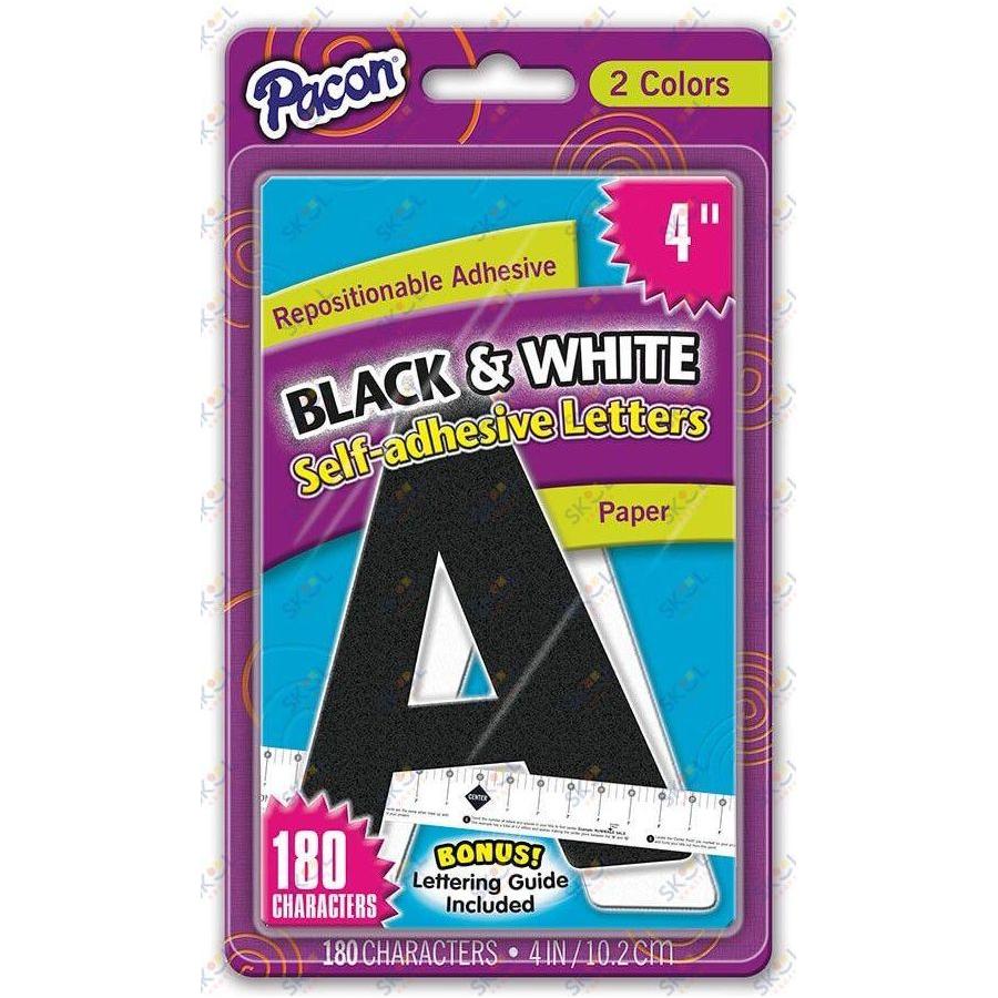 Self Adhesive 4" Black and White Letters