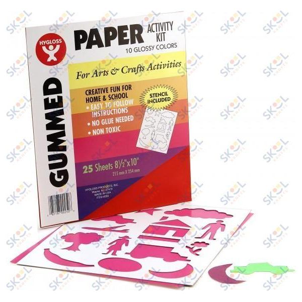 Gummed Paper-10 Sheets 8.5x10", W/Stencil