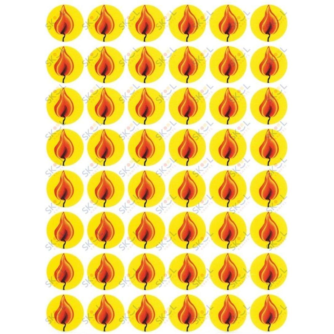 Flame Round Stickers 3/4" 10/Sheets