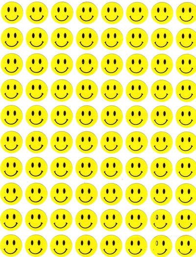 Yellow Smiley Stickers 1/2" 10/sheets