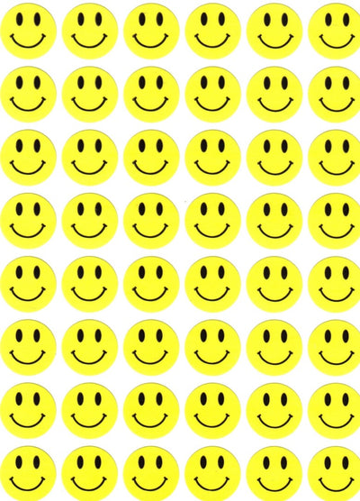 Yellow Smiley Stickers 3/4" 10 Sheets
