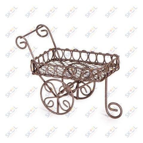 Rust Colored Metal Wire Pull Cart