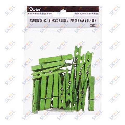 Decorative Green Clothespin:1.875", 30 pcs.