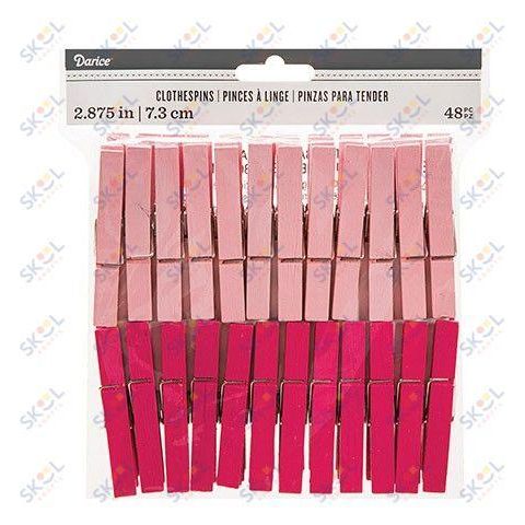 Pink Colored Clothespins:2.875", 48 pcs.