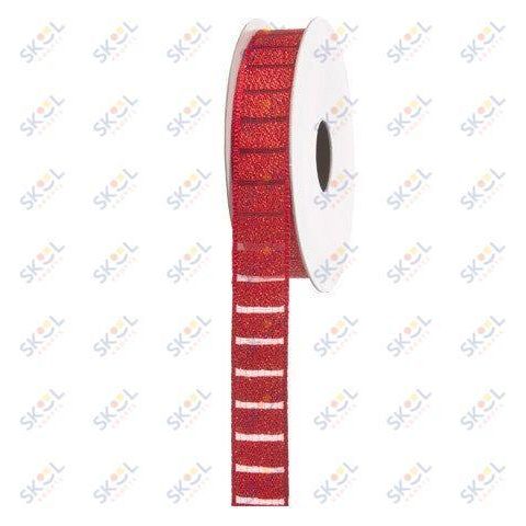 Metallic Red Plaid Ribbon: 0.63"X3 Yards