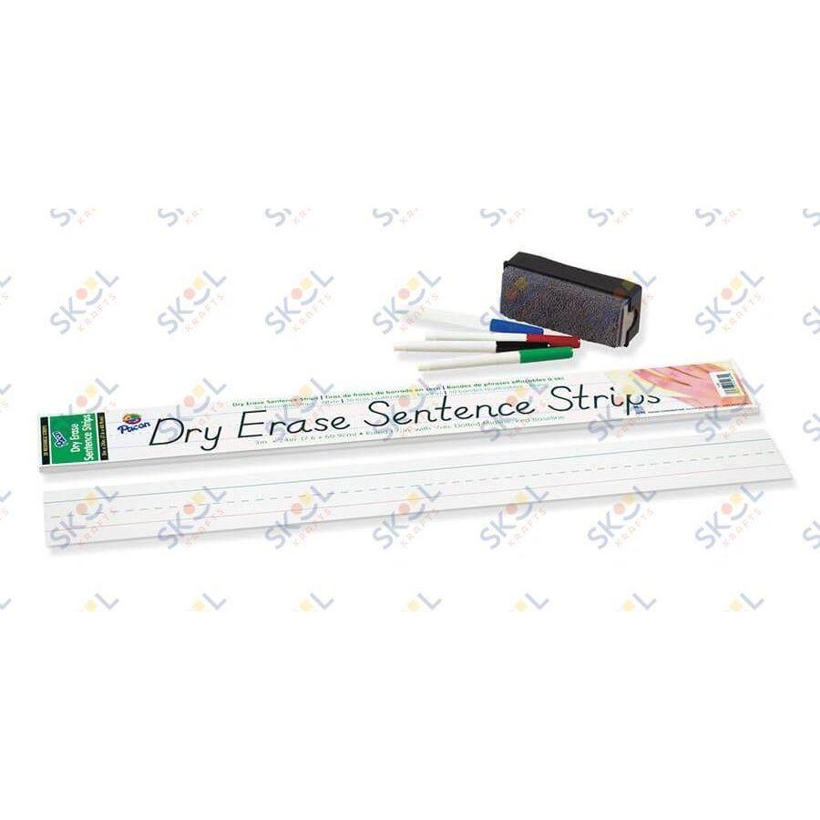 Dry Erase Sentence Strips 3" x 24" white 30/pk
