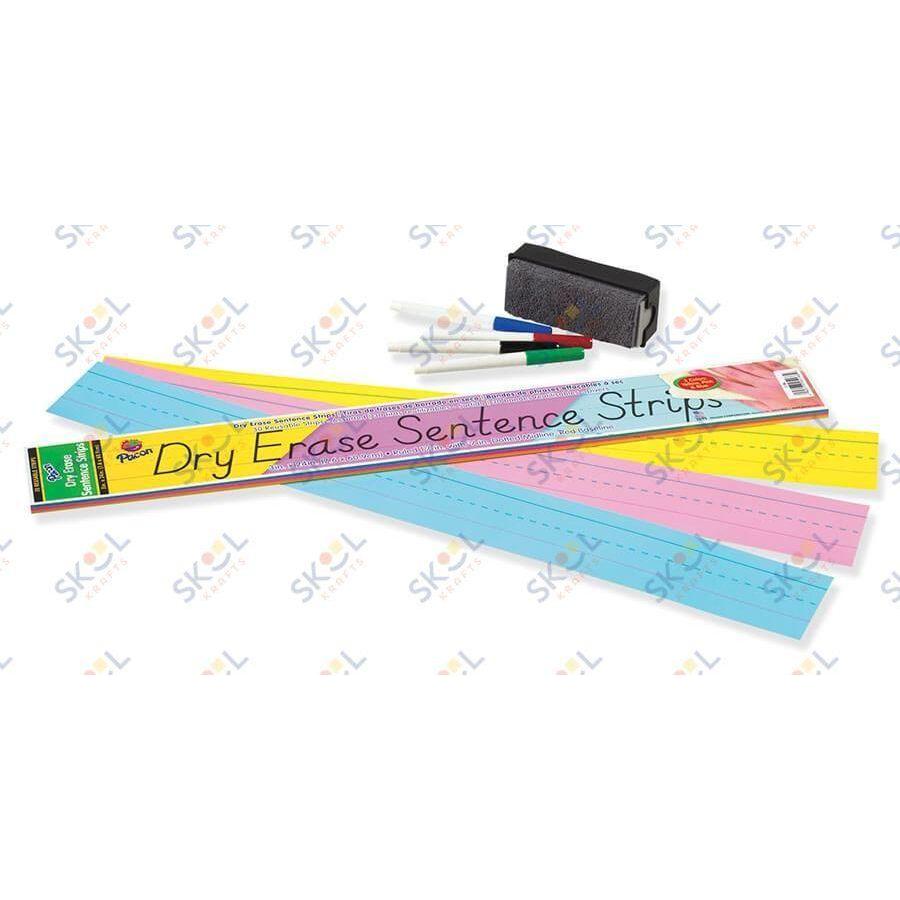 Dry Erase Sentence Strips 3" x 24" Assorted 30/pk