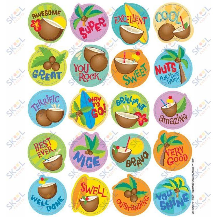 Coconut Scented Stickers 1" 80/pk