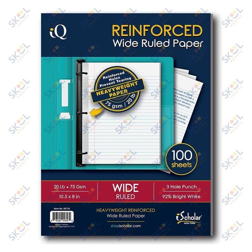 Reinforced Looseleaf Paper (Wide Ruled, 100/pk)