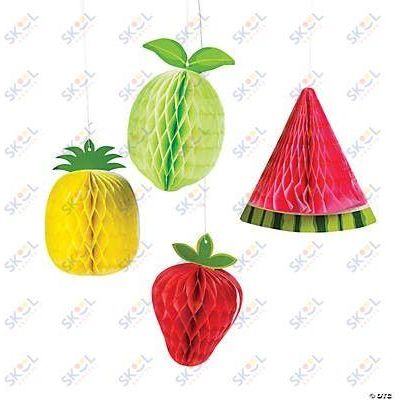 Tutti Frutti Fruit Honeycomb Hanging Decorations 4/pk 10"