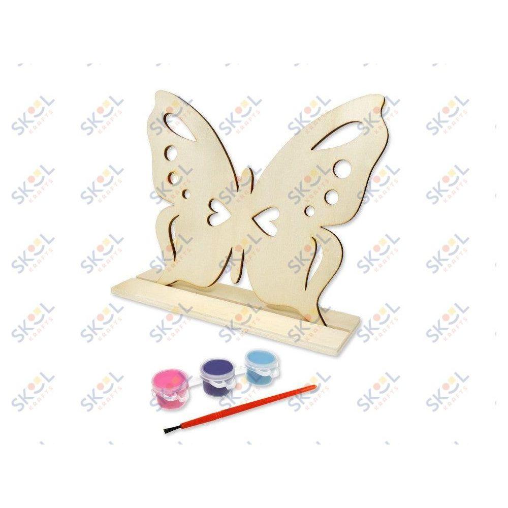 DIY Butterfly Wood Stand-Ups with Paint Pots And Brush 7" x 6"