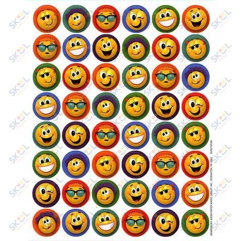 Emoticons Mini Stickers 5/8" 48/pk