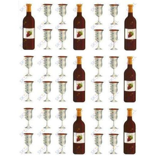 Wine And Cups Stickers (Cups- 3/4", Bottles- 1 3/4") 10 Sheets