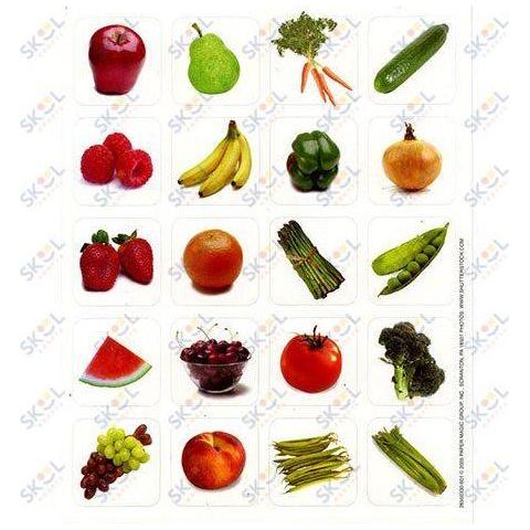 Fruits & Vegetables Theme Stickers 1" 120/pk