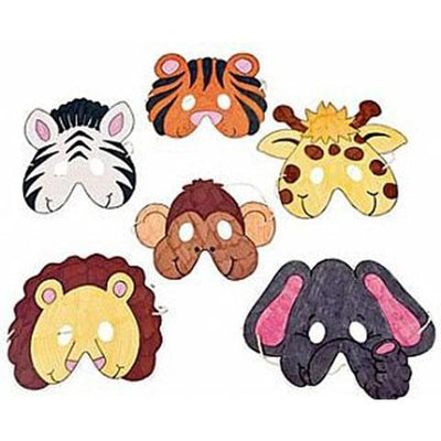 Cardboard Color Your Own Zoo Animal Masks 12/pk
