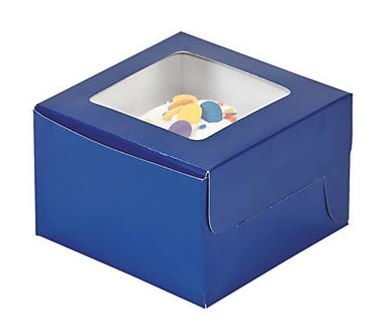 Blue Paper Cupcake Boxes, 4 1/2" 12/pk