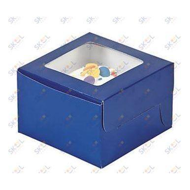 Blue Paper Cupcake Boxes, 4 1/2" 12/pk