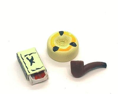 Miniature Pipe With Matches And Ash Tray 3 pcs