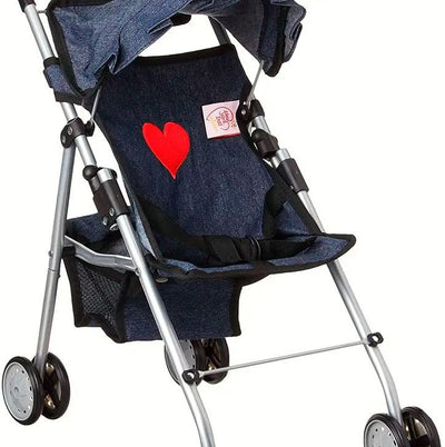 My First Doll Stroller With hood And Basket Denim