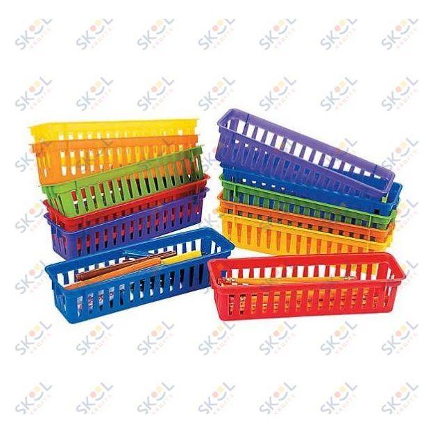 Plastic Classroom Pencil & Marker Baskets, 10" x 3" x 2 1/4" 12pk