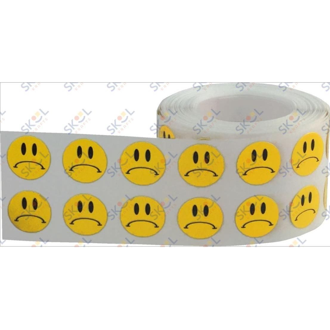 Yellow Sad Face Stickers 1/2" 1000 on a roll