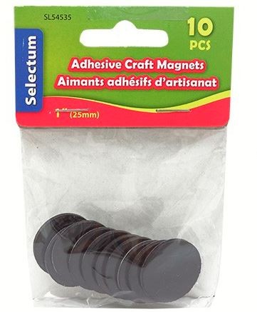 Round Adhesive Magnets 1" 10/pk