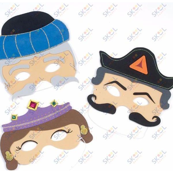 Set of 3 Purim Masks-Esther, Haman & Mordechai