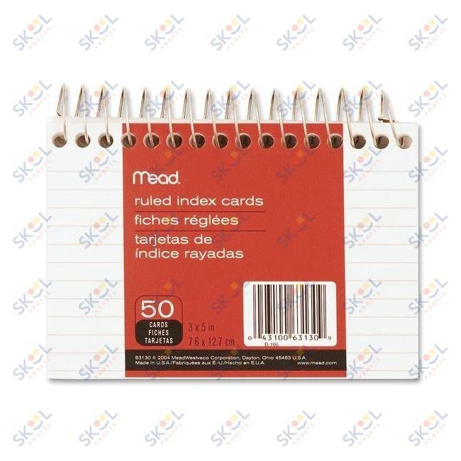 Index Cards Spiral 3" x 5" 100 Sheets