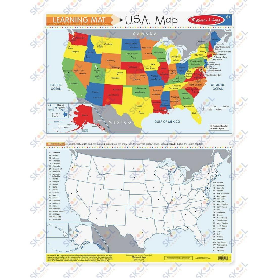 U.S.A. Map Learning Mats