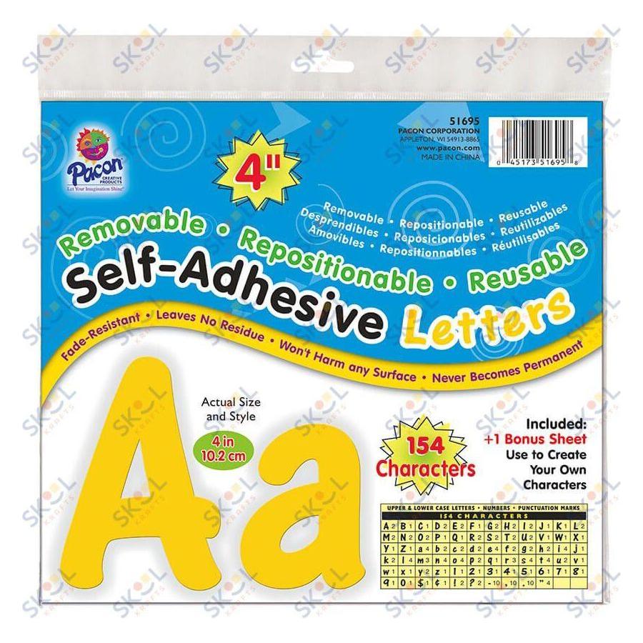 Self-Adhesive Letters, 4", 154 Characters Cheery Font