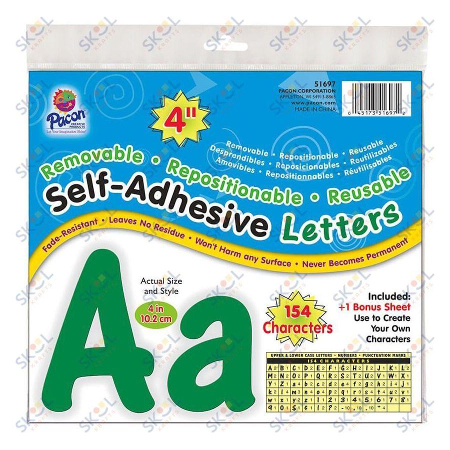 Self-Adhesive Letters, 4", 154 Characters Cheery Font
