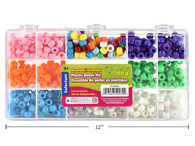 Assorted Plastic Pony Beads Kit With String Included – Skool Krafts