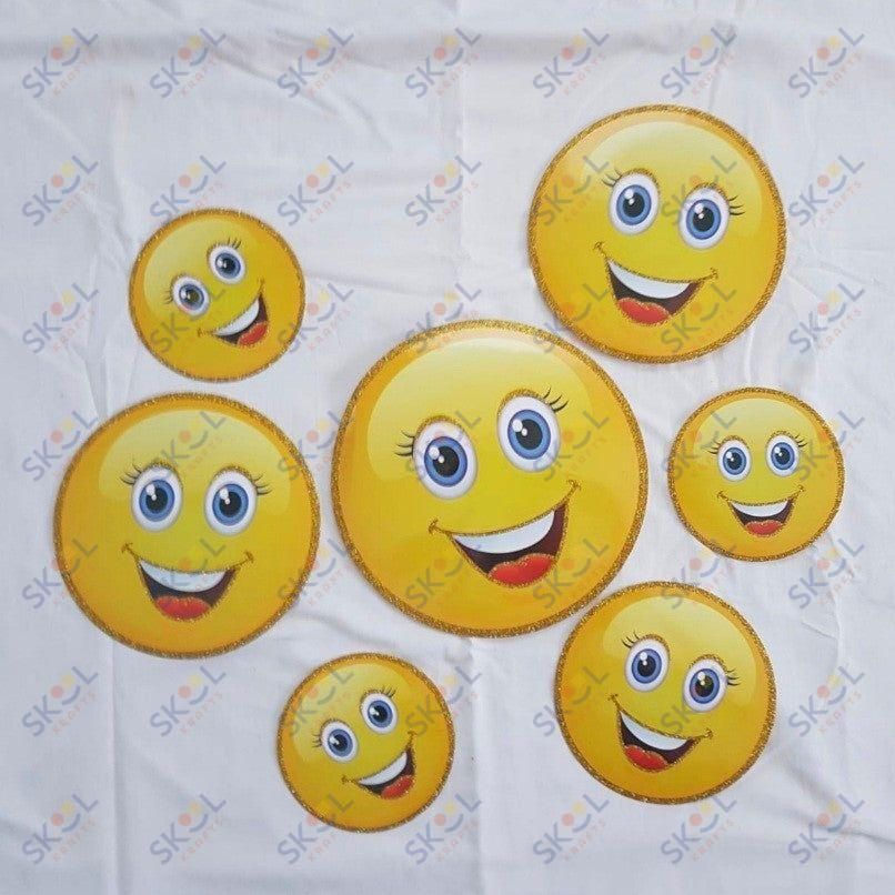Smiley Wall Accent w/ glitter 5"-8" 7/pc