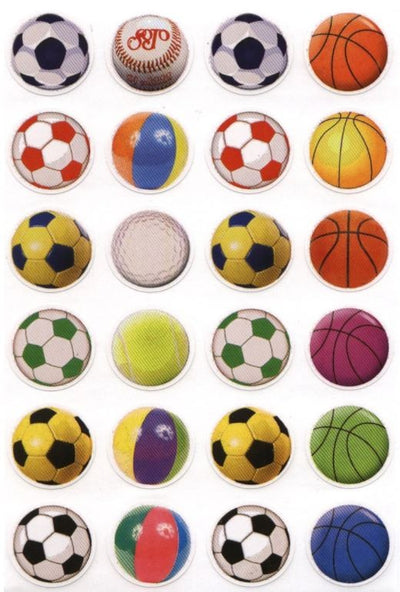 Sports Balls Stickers 1" 10 Sheets