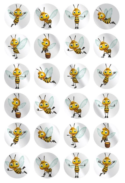 Happy Bees Stickers 1" 10/sheets