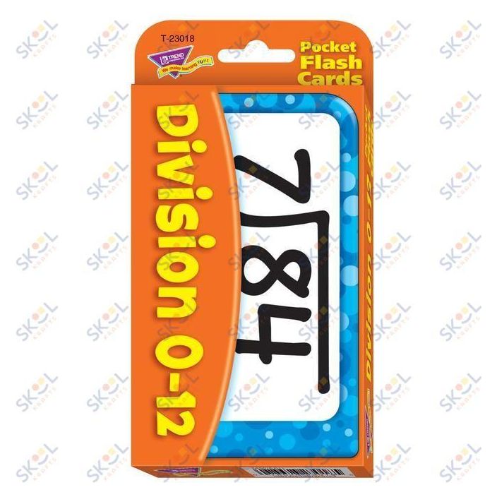 Division 0-12 Pocket Flash Cards 3 1/8" x 5 1/4" 1/pk