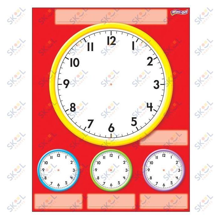 Clocks Wipe-Off Chart 17" x 22" 1pc (Discontinued)