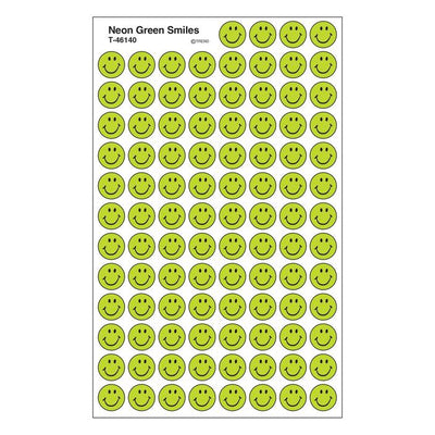 Neon Green Smiles Stickers 7/16" 800/pk