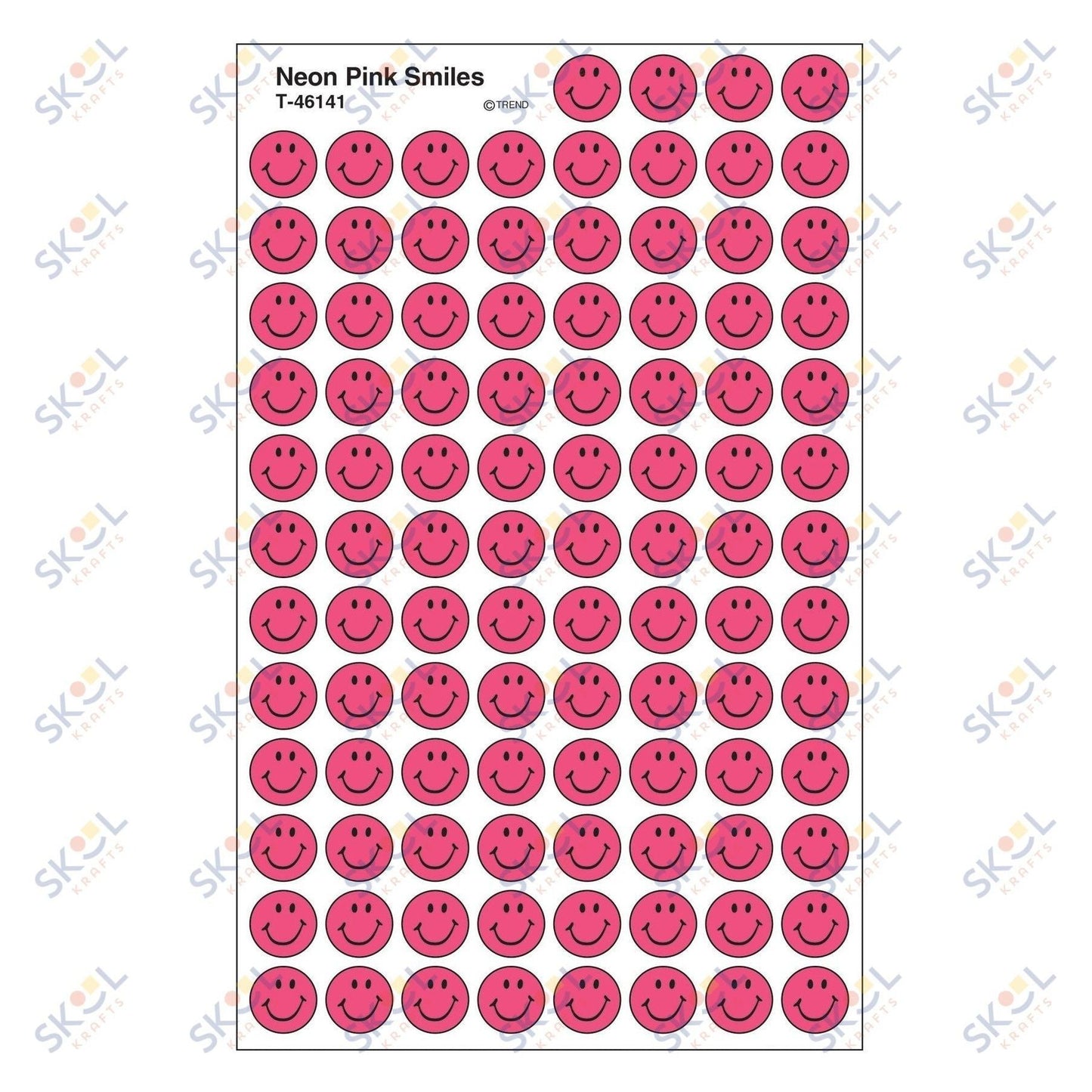 Neon Pink Smile Stickers 7/16" (8 Sheets)
