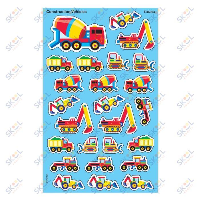 Construction Vehicles Stickers 4 1/8" x 6 5/8" 200/pk