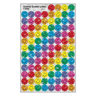Colorful Smiles Sparkle Stickers 4 1/8" x 6 5/8" 400/pk