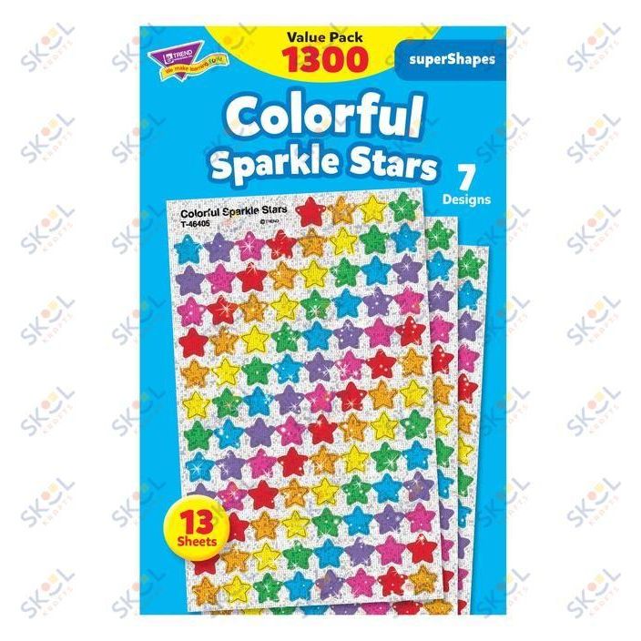 Colorful Sparkle Stars Stickers Value Pack 7/16" 1300/pk