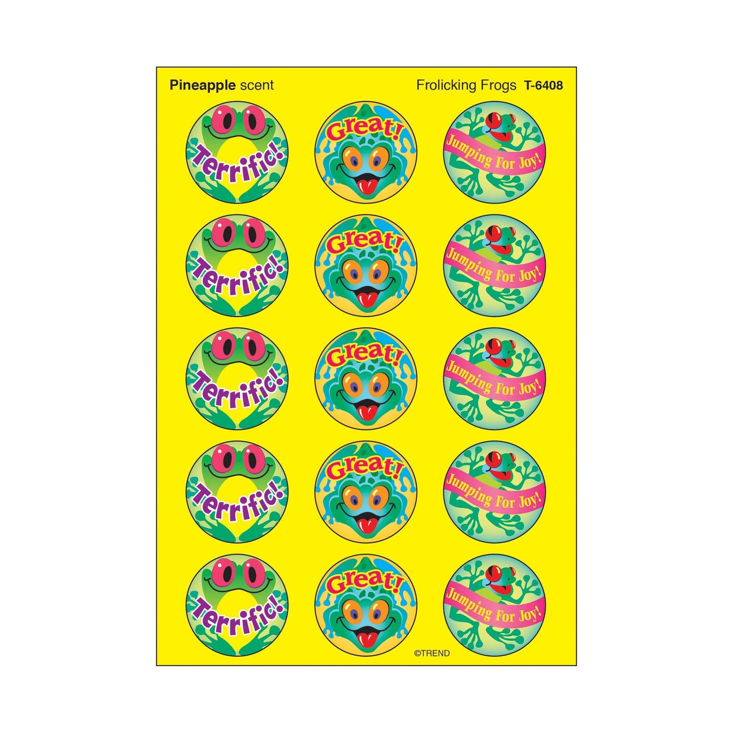 Frolicking Frogs, Pineapple Scent Stickers 1" 60/pk