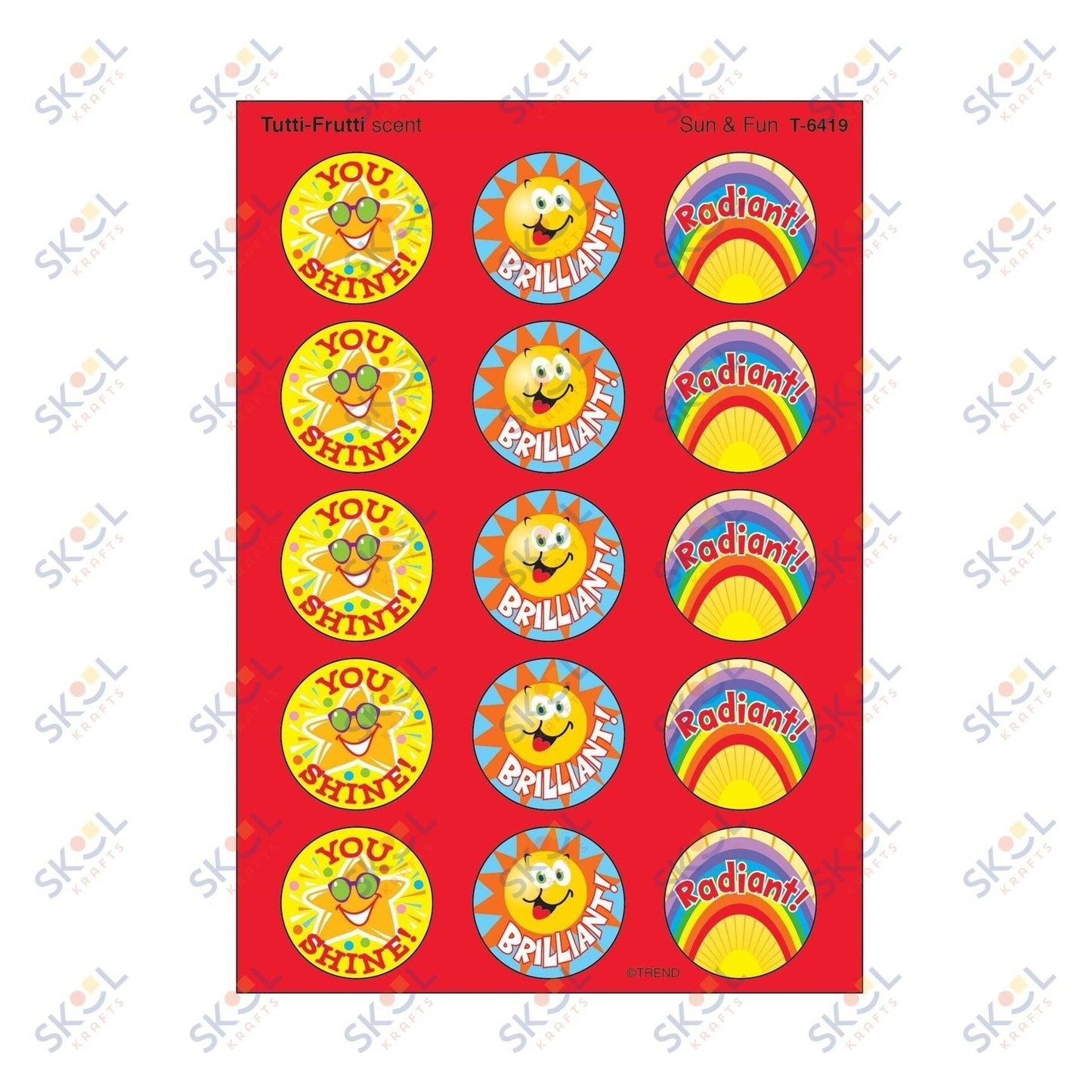 Large Round Sun & Fun Tutti-Frutti Scent Stickers 1" 60/pk