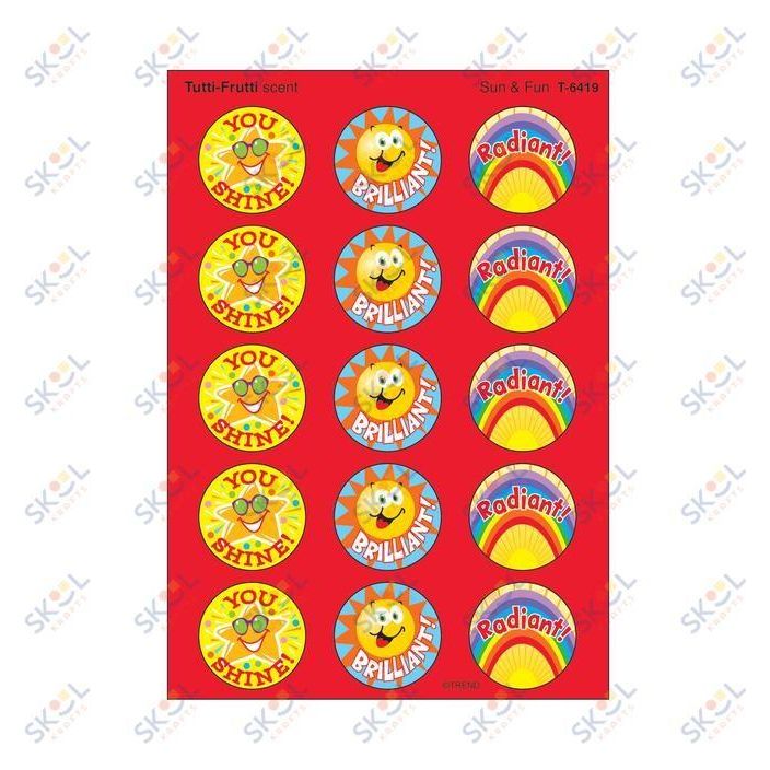 Large Round Sun & Fun Tutti-Frutti Scent Stickers 1" 60/pk